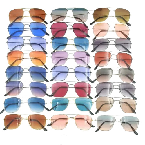 Men Attractive Stylish Sunglasses - Stainless Frame, Multicolor Lenses, Polycarbonate Material | Fashion Design, Plain Box Packaging