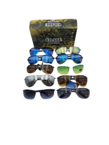 Men Fashion Sunglasses - Black Plastic Frame, Multicolor Lenses | Gloss Surface Finish, New Condition, Good Packaging in Box