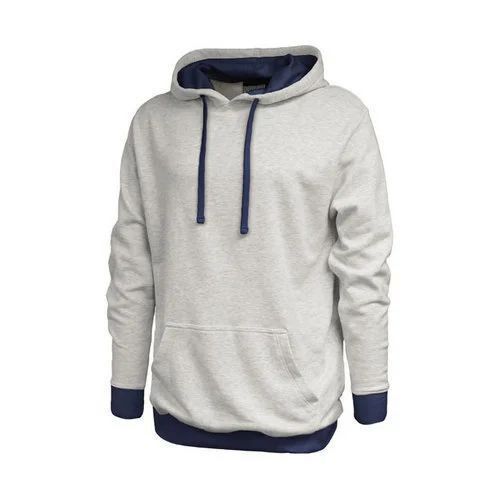 Mens Woolen Hooded Sweatshirt - Color: White And Black