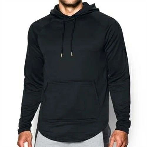 Plain Hooded Sweatshirt - Color: Black