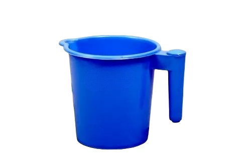 Plastic Bath Mug - Rigid PPCP Material, 750 ml Size, Blue Color | Durable, Round Shape, Fine Finished, Plain Design