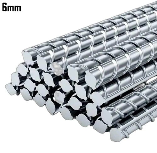 Polished TMT Bars - Round 6 mm Silver FE 500 Mild Steel, Corrosion Resistant, Durable Construction, Enhanced Flexibility, Rust-Proof Coating, Superior Durability