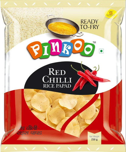 Spicy Red Chilli Rice Papad - Crispy Crunchy Vegetarian Snack | Salty Flavor for Adults, Children, and Old-Aged Enjoyment