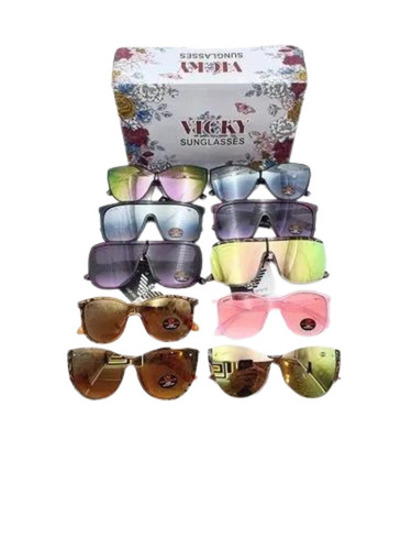 Vicky Fashion Sunglasses - Acrylic Frame, Black Color, Multicolor Lenses | Gloss Surface Finish, Box Packaging, Suitable for Men