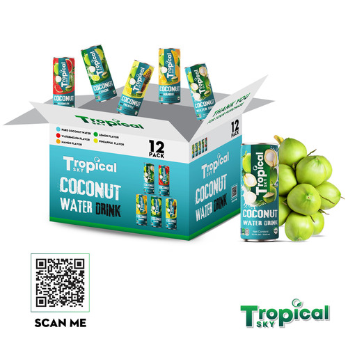 Oem Supplier 100% Natural Coconut Water 330ml Sleek Canned In Viet Nam