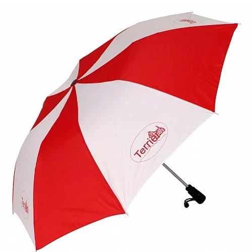 Polyester Printed Promotional Folding Umbrella - Plastic & Metal Frame, 1-2 Fold, Available in Yellow, Red, Blue, Green, Black | Ideal for Rain & Summer Usage
