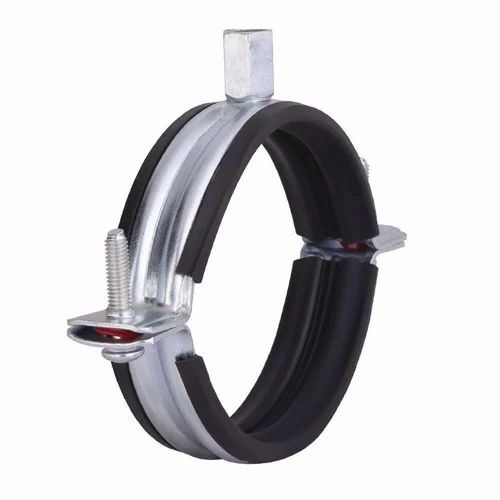Rubber Pipe Clamps - Mild Steel, 0.5 Inch Size, U Shape, Silver Color | Polished Finish, Rust and Corrosion Resistant, Industrial Usage