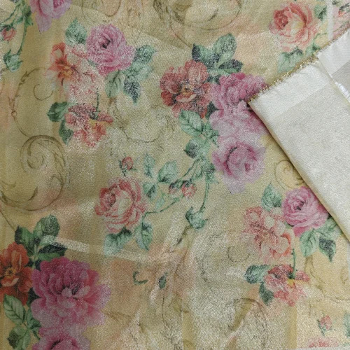 Tissue Shimmer Print Fabric - Washable, Shrink Resistant | Multi-Color, Printed Texture, Suitable for Textile Industry