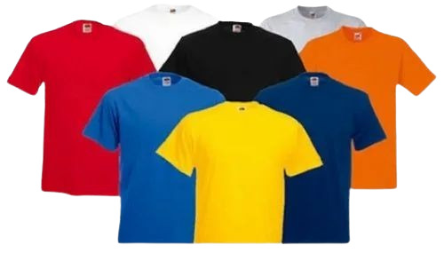 Mens Rib Neck T-Shirt - 100% Cotton, Customized Size Available, Breathable & Light Weight | O-Neck, Short Sleeves, Standard Plain Design