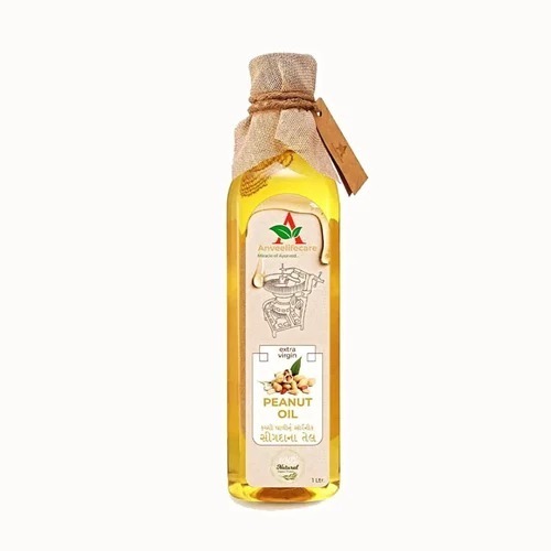 Organic Groundnut Oil - Cold Pressed Liquid, 1 Litre | Grade A, Organic Cultivation, 12 Months Shelf Life, Ideal for Cooking