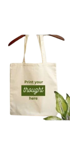 Drawstring Cotton Bag - Printed Design, White Color, Handle Included | New Condition, Good Quality