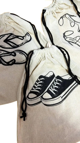 Drawstring Shopping Potli Bags - Cotton Material, Natural Color | Printed Pattern, Zip and Closure: Drawstring, New Quality, Good Condition