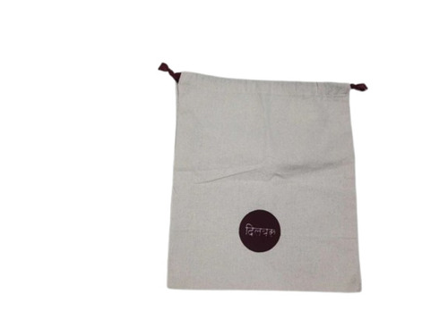 Drawstring White Pouches Bag - Cotton Material, 12x15 Inches | White Color, Durable Drawstring Closure, Printed Pattern, Good Quality