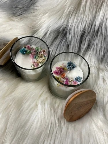 Glass Jar Scented Candles - Soy Wax, 50 gm, 1 Inch Diameter, White Color | Handmade, Scented, Cotton Wick, Ideal for Home Decoration