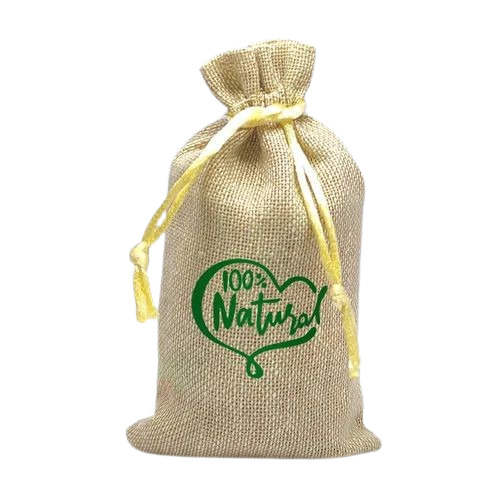 Handmade Brown Jute Potli Bag - Rectangular Shape, 0.5 Kg Capacity | Rope Handle Closure, Good Quality, Handmade Design