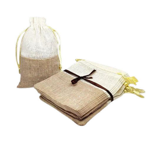 Handmade White Jute Potli Bag