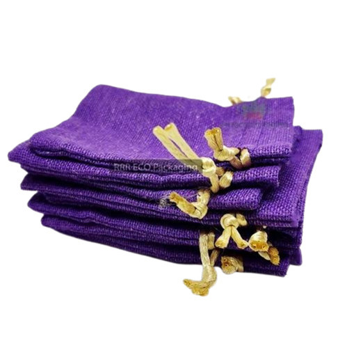 Purple Coloured Jute Potli Bag - Material: Jute, Size: Standard, Color: Purple | Features: Drawstring Closure, Stylish Rope Handle