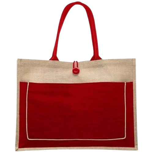 Red Jute Bag - 5Kg Weight Capacity, Long Lasting Design | Plain Red, Flexible Loop Handle, Washable Material, Standard Size
