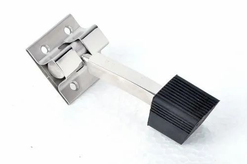 Stainless Steel Door Stopper - Polished Finish, Square Head Shape, Single Size | Silver Color, Door Mount Type, Very Good Quality