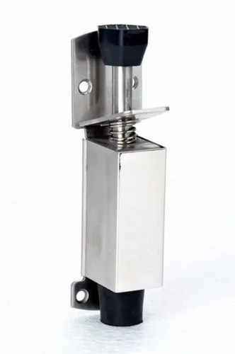 Stainless Steel Push Door Stopper - 4 Inch Size, Polished Silver Finish | Square Head Shape, New Condition, Door Mount Application