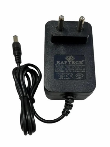 12v 1.5amp Ac-Dc Adapter - Plastic, Color: Black, Power: 10 Watt, Input Voltage: 300 V | Perfect for Electronic Instruments, Input Frequency: 50-60 Hz