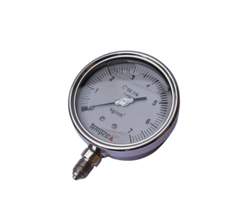 Bourdon Tube Pressure Gauge - 2.5 Inch / 63mm, Stainless Steel Body, Analog Display, Accuracy Class 1, 0-600 Bar Range, Industrial Grade for Chemical Processing, Mechanical Engineering & Oil Refineries