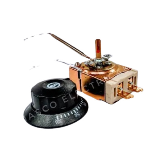 Capillary Thermostat - Metal, 700mm-1000mm Length, 32 Amp Rating | Temperature Range 30C-500C, Available in Golden, Silver, Black