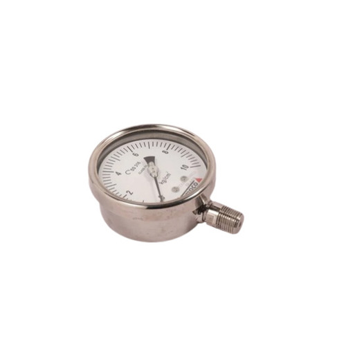 4 Bar Analog Pressure Gauge - Stainless Steel, 1.5 Inch Dial, Silver Color | Industrial Grade, Bourdon Tube Measurement, Suitable for Chemical Processing, Mechanical Engineering, Oil Refineries