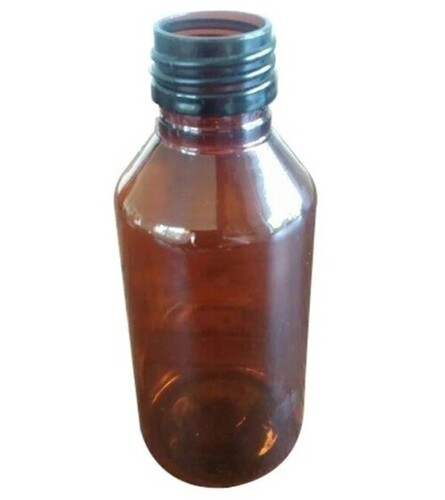 60 Ml Amber PET Bottles - Polyethylene Terephthalate, Round Shape, Screw Type Syrup Cap, Rigid Plastic Material