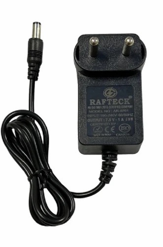 7.5 Volt 1 Ampere AC DC Adapter - ABS Plastic, Input Voltage: 190-240V, Power: 65W | Usage for CCTV, Color: Black, Pin Type: 2