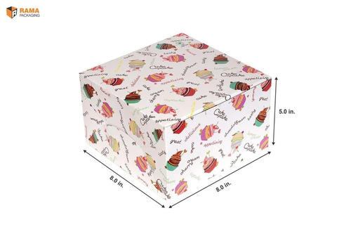 8x8x5 Inch Cake Box - Paper Material | Eco-friendly, Durable, Rectangular Shape, Various Color Options, Printed Packaging For Food Use