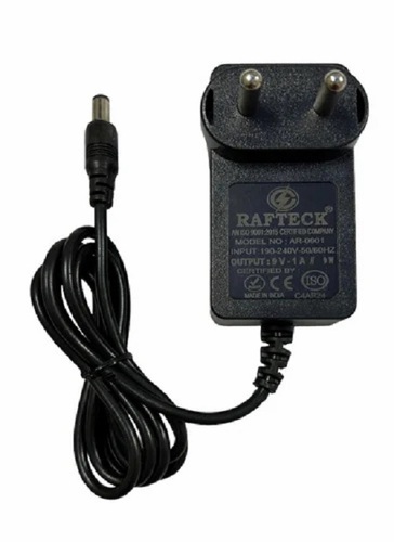 9V 1 Amp AC DC Adapter - Plastic Material, 1 Amp Output, Black Color | Suitable for Electronic Instruments and Electrical Devices