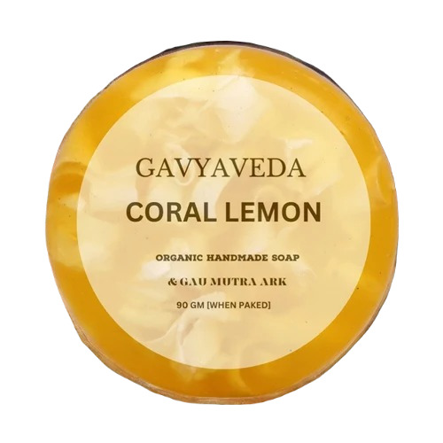 Coral Lemon Bar Soap - Herbal Ingredients, Yellow Color, Natural & Pure, Skin-Friendly, Lemon Perfume, Solid Style