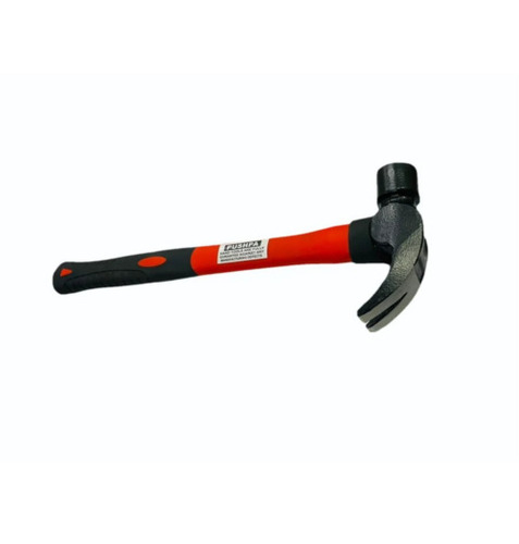 Claw Hammer - 8 Inch Fiberglass Handle Red and Black Color Shock-Absorbing Ergonomic Grip for Comfort and Reduced Vibration