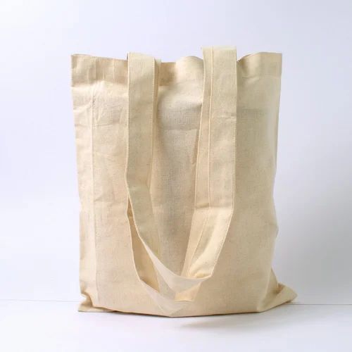 Cotton Shopping Bag - 8x10 Inches, Off White | Handmade with 2 Loop Handles, Plain Design
