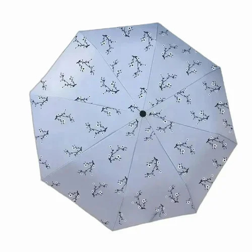 Polyester Capsule Umbrella - Stainless Steel Ribs 2 Fold Design Foldable Plastic Handle Ideal for Rainy & Sunny Seasons