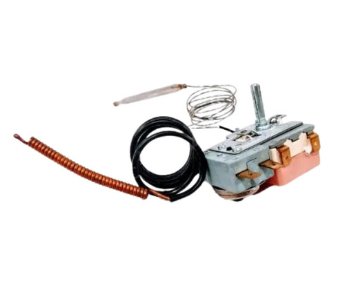 Ramcon Twin Type Thermostat - Copper, 900mm-1000mm Capillary Length, White/Red/Black Color | 0-75C Temperature Range, 16 Amp Rating, Industrial Geyser Safety Device