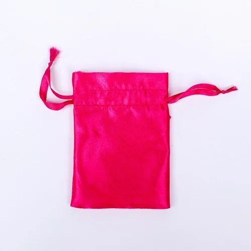 Satin Gift Favor Drawstring Bags - Cotton Fabric | Pink Color, Plain Pattern, Ideal for Gifting, Secure Drawstring Closure