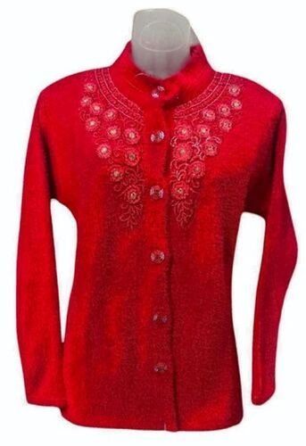 Woolen Cardigan - Elegant Red Knit Style, Breathable Wool Fabric | Long-Lasting Durability, Warmth for Casual or Formal Wear, Machine Washable