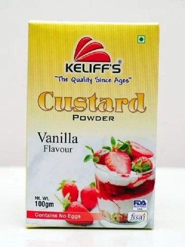 100g Keliffs Vanilla Flavour Custard Powder - Egg Less, Yellow Color, 24 Months Shelf Life | FSSAI Certified, Suitable for Adult Baking