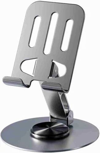 360 Rotation Mobile Phone Holder - Foldable Design, 300 Gram Weight | Silver Color, Good Quality, New Condition