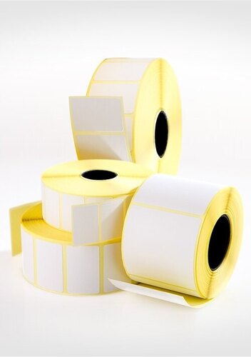 Self Adhesive Labels - Paper Material, Round Shape, White and Yellow Colors | Pressure-Sensitive Adhesive, Durable, Water-Resistant, Customizable Designs