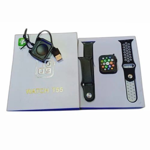 T55 Fitpro Smart Watch - Black Rectangular Digital Display | Unisex Design with Durable Black Band Good Quality for Casual Use