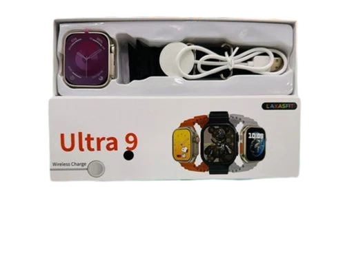 Ultra 9 Smart Watch - Analog Display, Black Rectangular Face, Unisex Design, Box Packaging | Luxury Quality with Black Band
