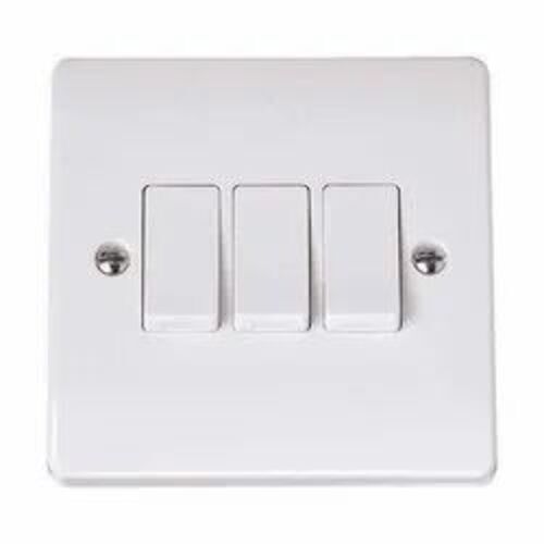 White Electric Switch - Polycarbonate, Standard Size | 6 Amp, 230V Rated, Durable and Fine Finish