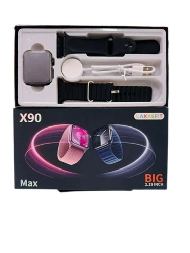 X90 Max Smart Watch - Rectangular Analog Wristwatch, Black Band | Unisex Luxury Design, Box Packaging, Good Quality