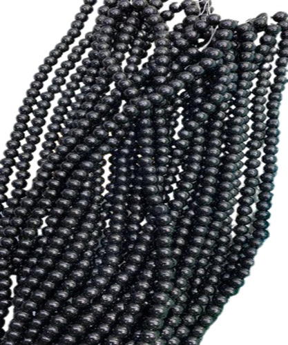 Black Glass Beads - Glass Beads, 8mm Round Shape, Glossy Finish, Stylish Black Color | Waterproof, Plain Pattern, Durable Design