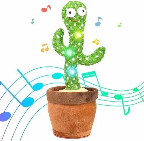 Dancing Cactus Talking Toy - Green and Brown, 12x12x40 cm, Suitable for Ages 1 to 10 Years, Personal Usage, 250 Grams