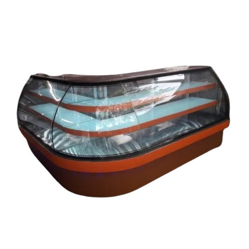 Food Display Counter - Stainless Steel, 2/3/4 Shelves | Curved & Straight Design, Polished Finish, Modern Multicolor Glass