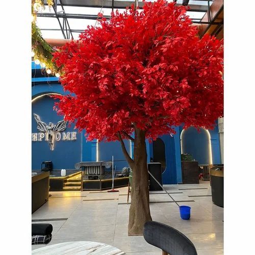 Red Fiber Artificial Tree For Decor